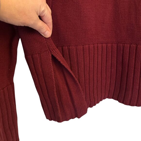 Gap Maroon Boxy Oversized Cotton Tunic Pullover Sweater Cuffs Size M - Picture 7 of 7